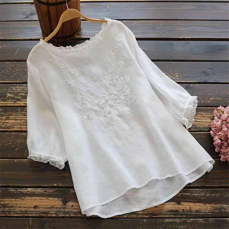 

2021 European and American women's plus size loose sleeves all-match breathable T-shirt 2261