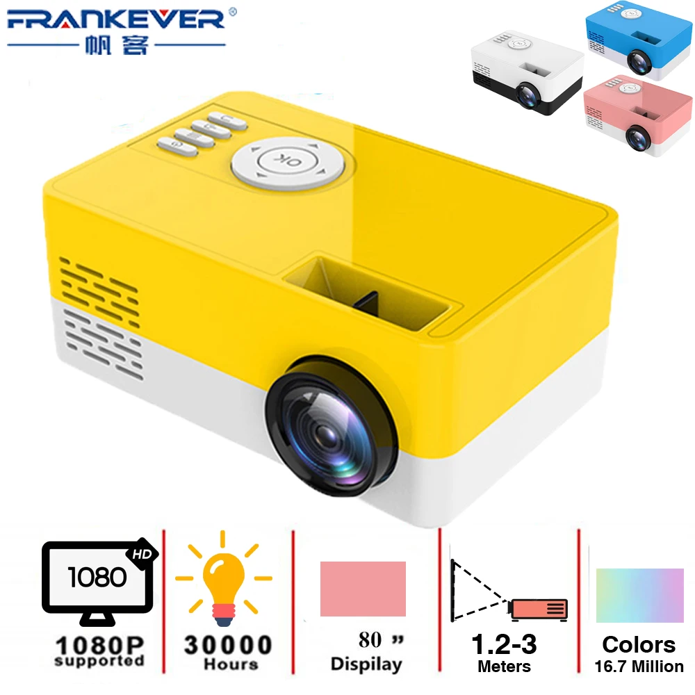 FrankEver светодиодный мини проектор 320x240 Пиксели поддерживает 1080P USB аудио