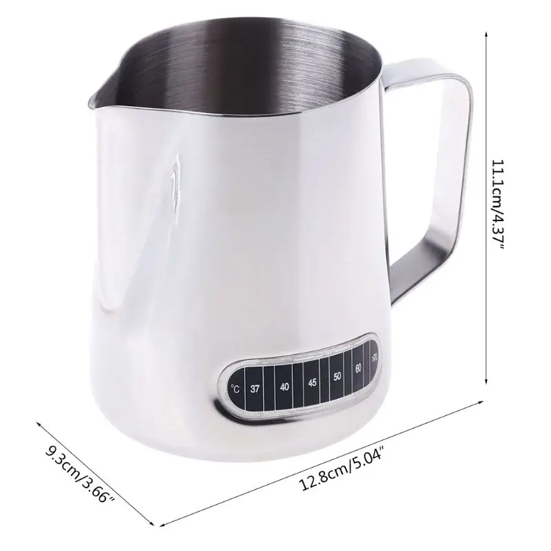 

Stainless Steel Milk Frothing Jug Barista Coffee Pitcher With Thermometer 600ml Whosale&Dropship