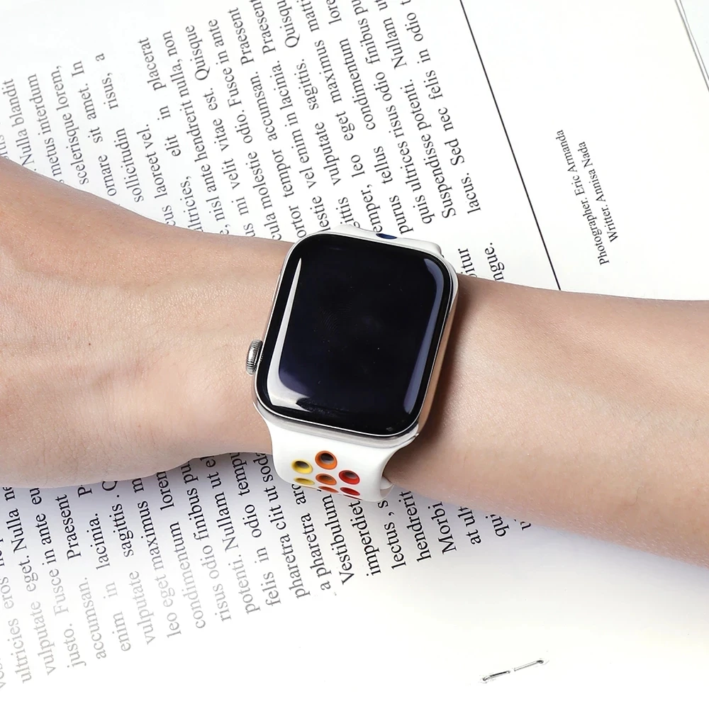 Ремешок силиконовый для Apple Watch Band 41 40 45 44 мм цветной браслет iWatch 3/4/5/6/SE 7 watch band 42 38