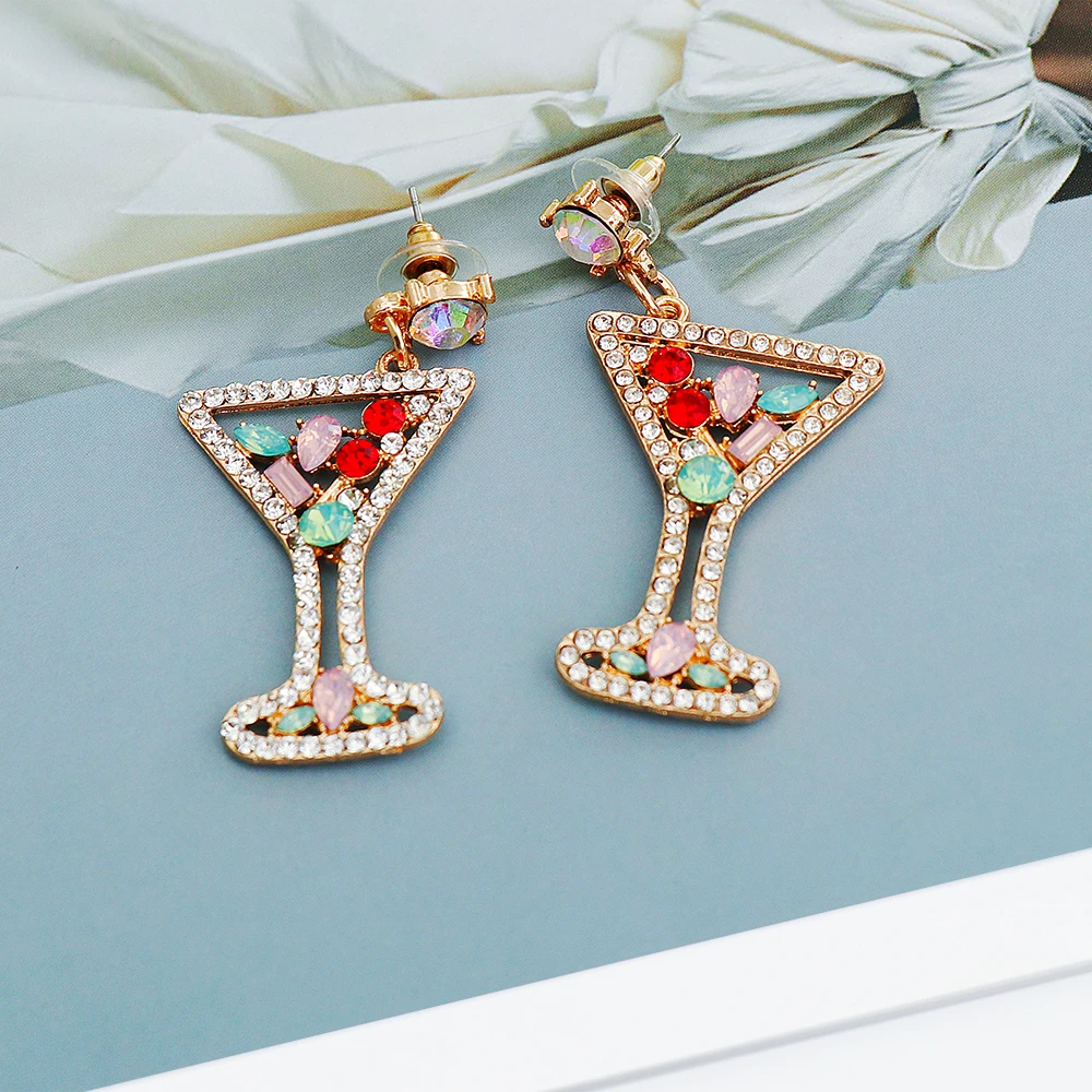 

2 Colors New Bohemia Cocktail Glass Drop Earrings Crystal Earrings Luxury Dangle Earing For Women Fashion Jewelry Party Gift