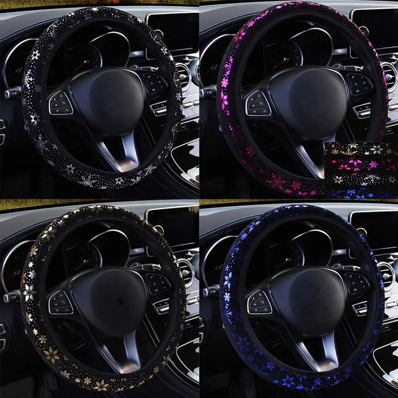 

Universal 38CM Car Auto Steering Wheel Covers Snowflake Style Steering-wheel Protection Cover Suit Accessories