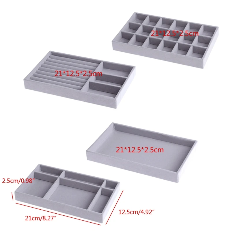 

4Pcs Stackable Ring Necklace Bracelet Tray Kit Display Jewelry Drawer Storage E15E