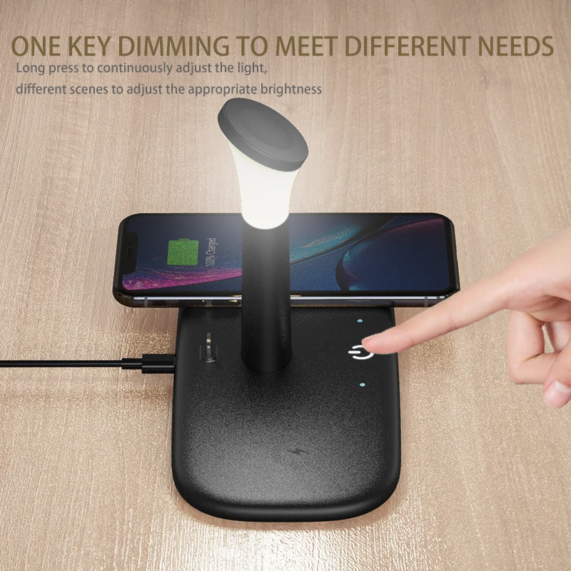 15w qi 5 in 1 fast wireless charger foldable for iphone 12 pro max mini xiaomi samsung huawei bedside night light charging dock free global shipping