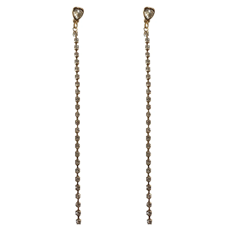 

Trendy Earrings Simply Design Women Fashion Jewelry Accessory High Quality Clear Crystal Long Earrings