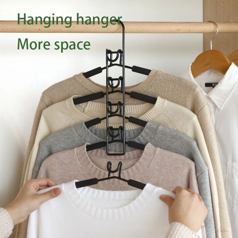 

Multifunction Removable Multilayer Save Wardrobe Space Vertical Suspension Sponge Children Hanger Magic Storage Artifact Fold
