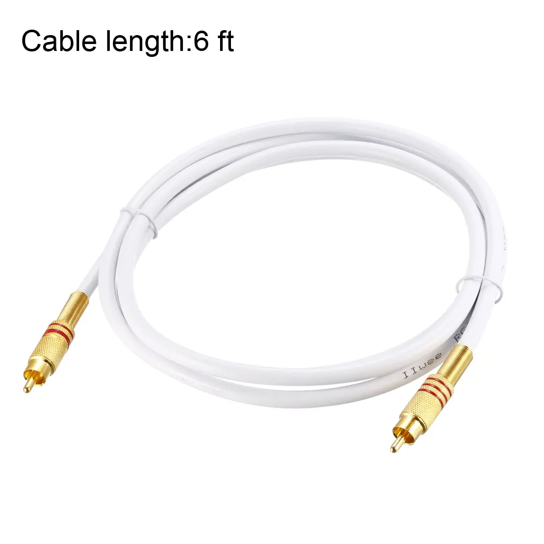 Uxcell 2 шт. RCA штекер к штекеру аудиокабель белый RG6 6 футов с красным кольцом