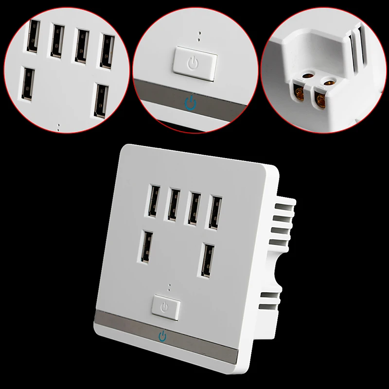 3.4A 6 Порты и разъёмы USB Wall Зарядное устройство розетки Мощность розетка пластина