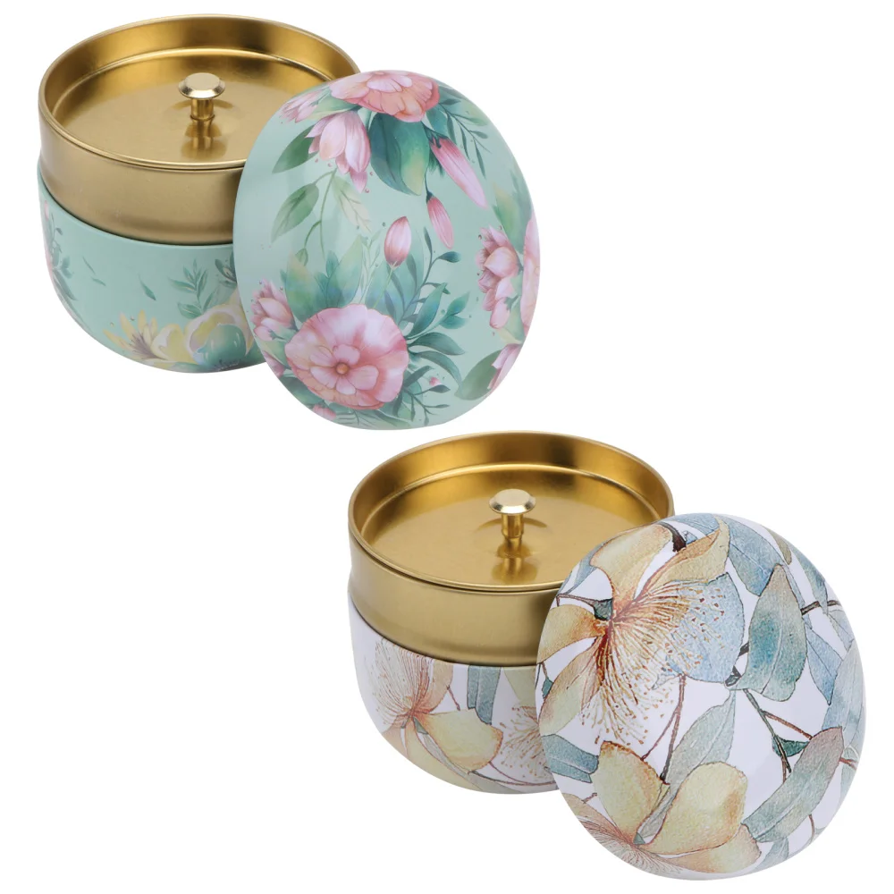 

2Pcs Wedding Candy Jars Tinplate Tea Canisters Round Sealing Jar Tea Canisters