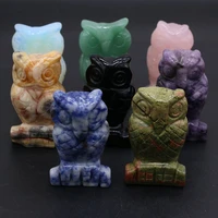 hot sale natural stone decoration owl shaped artificial ornament lucky gift bed room garden office desk small ornaments
