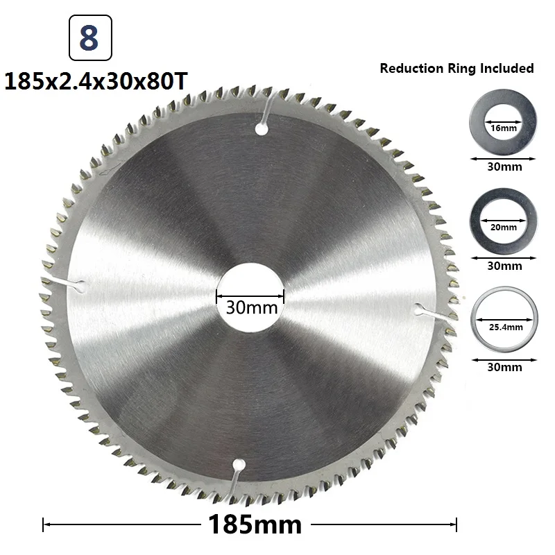 1pc 185x2.4x30x80T XCAN 1 шт. диаметр 160-210 мм mulitpropose TCT циркулярная пила Лезвие для обработки древесины режущий диск с твердосплавным наконечником - Цвет: 1pc 185x2.4x30x80T