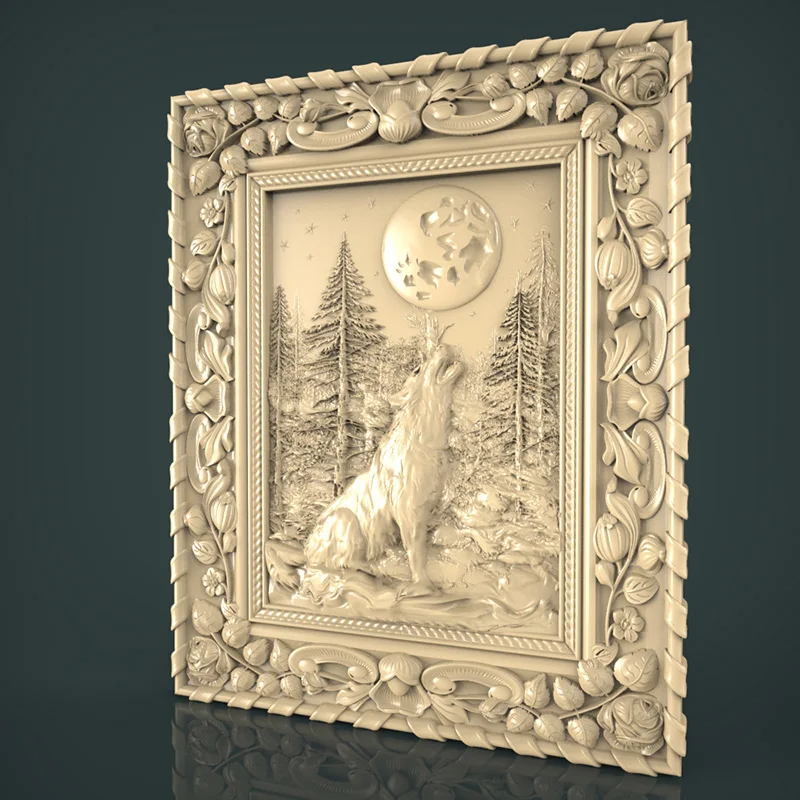 Модель Wolf howl STL для фрезерного станка с ЧПУ 3D принтер Artcam Aspire Bas Relief художественное