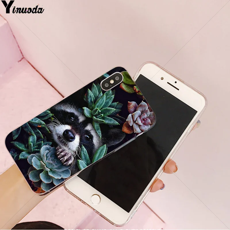 A8 Yinuoda животное енот арт шаблон ТПУ мягкий чехол для мобильного телефона Apple iPhone 8 7 6 6S Plus X XS MAX 5 5S SE XR чехол - Цвет: A8