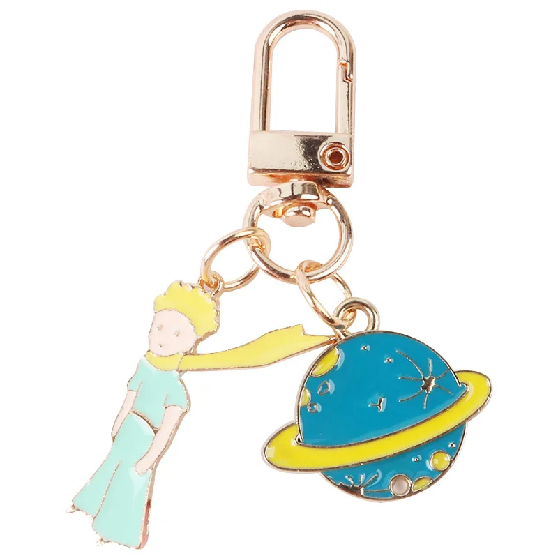 

Korean Rose Boy Metal Keychain Princekin Prince Star Flower Key Chain Children Bag Pendant Accessories Keyring Kids Girl Gift