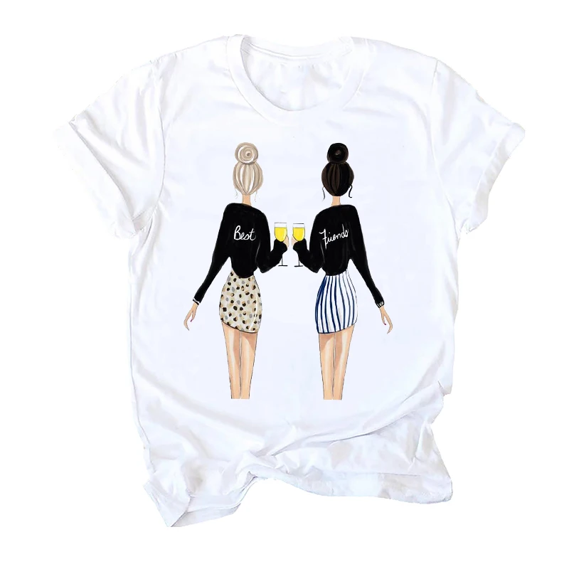 Футболки для женщин с принтом рисунок друзья напиток тренд 90s мультфильм женская
