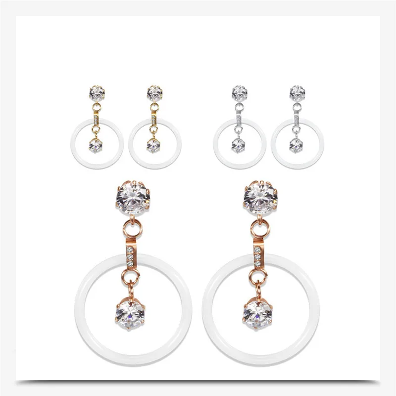2021 простая керамическая серьги с украшением в виде кристаллов из австрийских 3