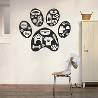 fashion dog paw home stickers wall stickers dog animal pet grooming salon pet salon shop decals ph10