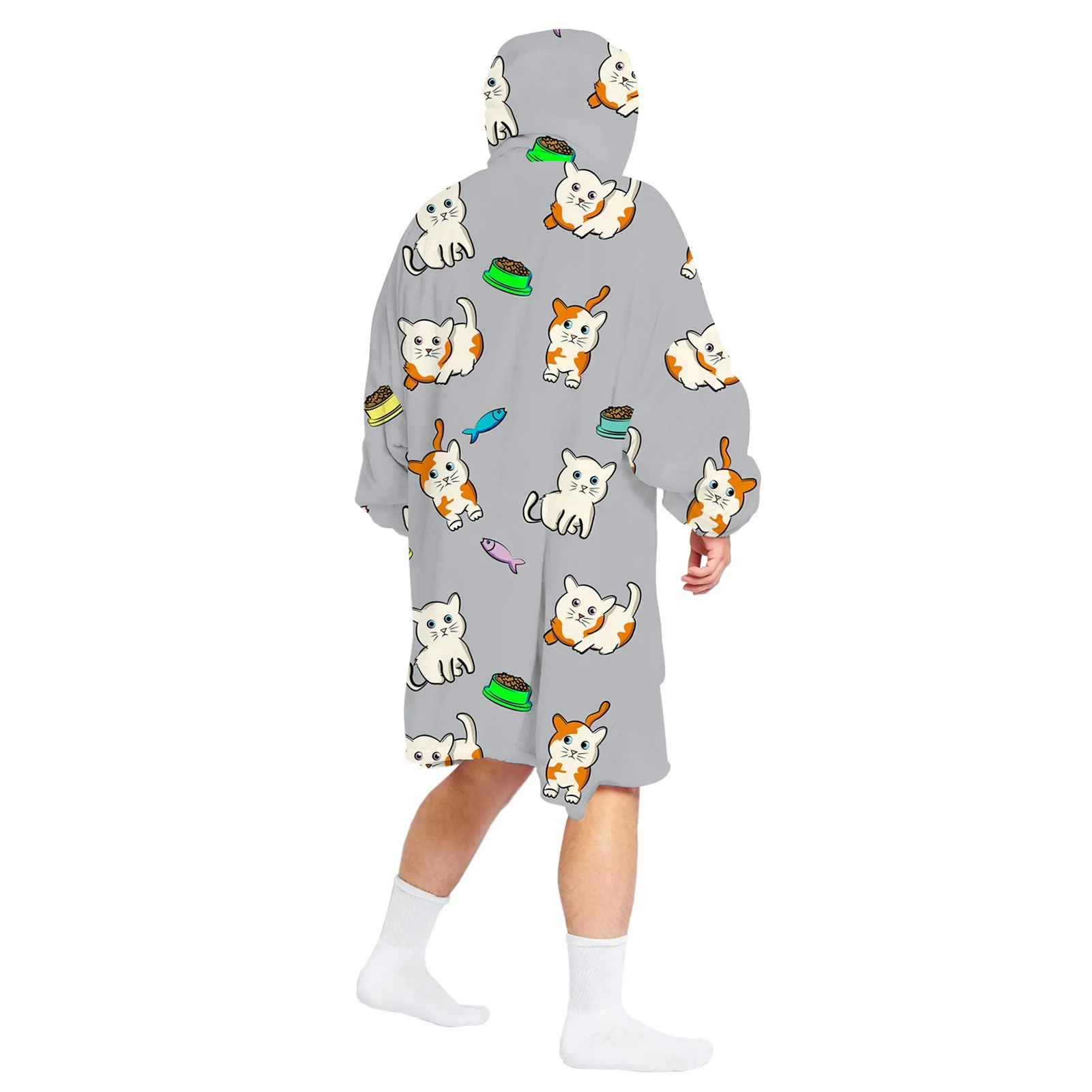 

Oversized Hoodie Blanket With Sleeves Sweatshirt Plaid Winter Fleece Hoody Women Pocket Female Hooded Sweat Oversize Femme