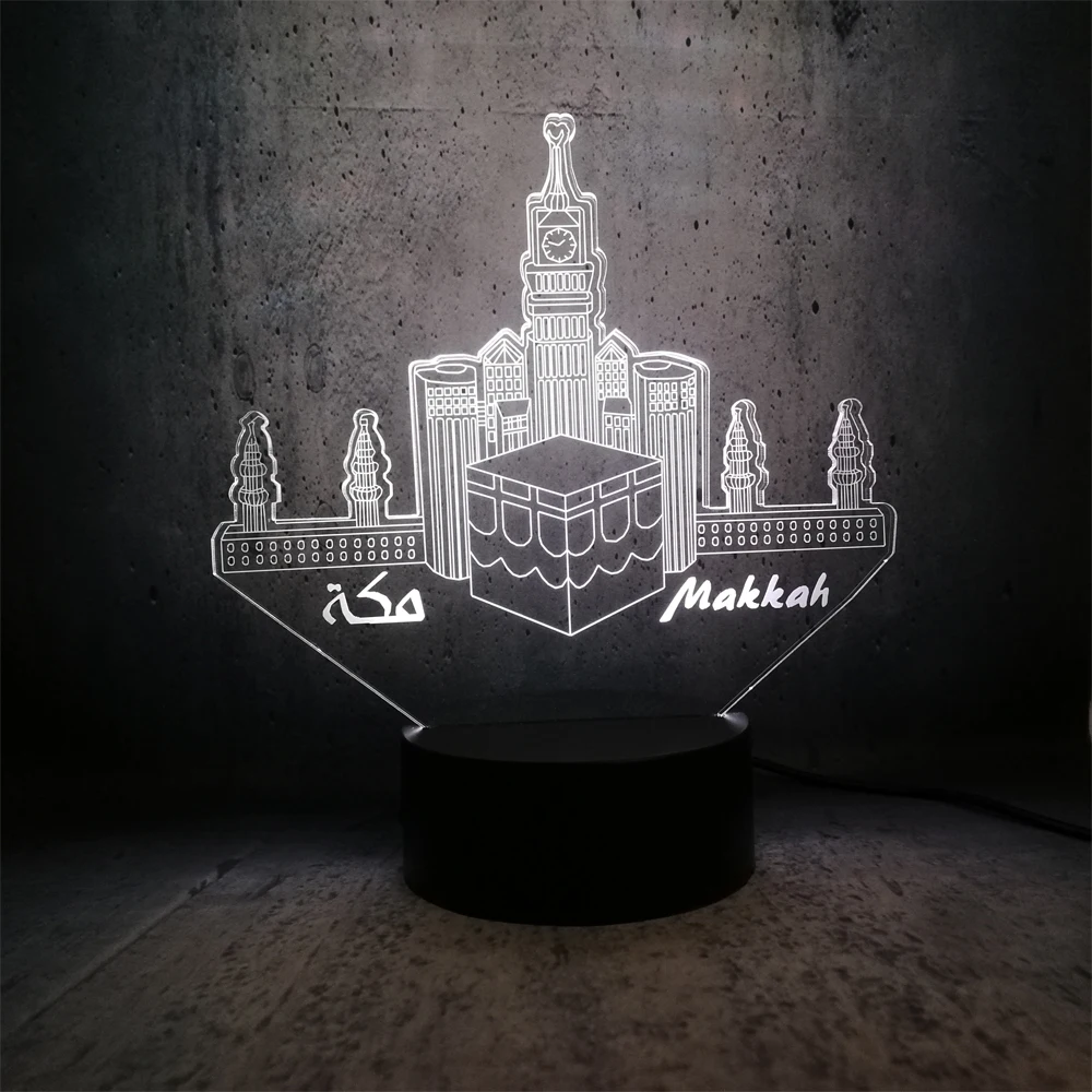 Ночник для Makkah 3D иллюзия светодиодные лампы декор стола комнаты больше выбора