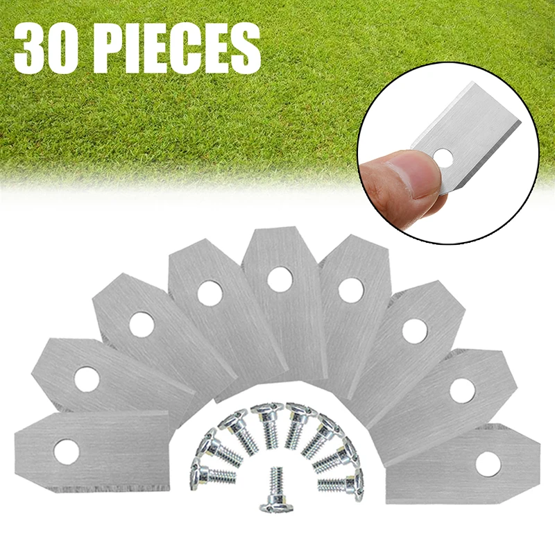 

30Pcs Stainless Steel Lawnmower Cutter Blade 35x18x0.45mm with Screws For Robot Mower Replacement Blade Garden Blade Tools