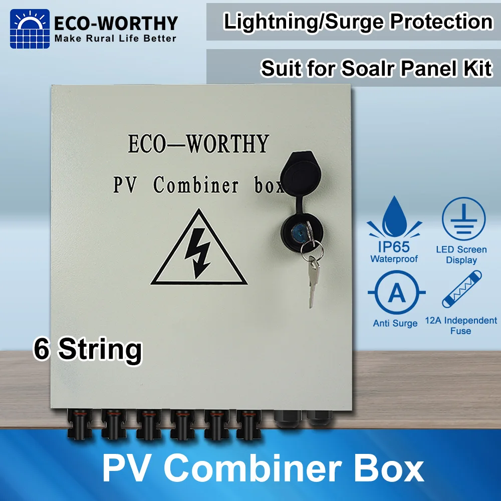6-String солнечный PV массив Combiner Box W автоматические выключатели Защита от