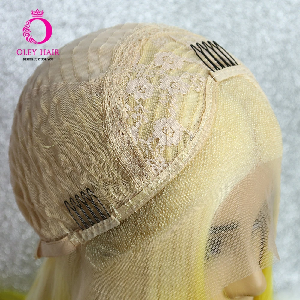 

Long Straight Yellow Wig Synthetic Lace Front Wig With Blonde Roots High Temperature Fiber Party/Cosplay Wigs For Black Women
