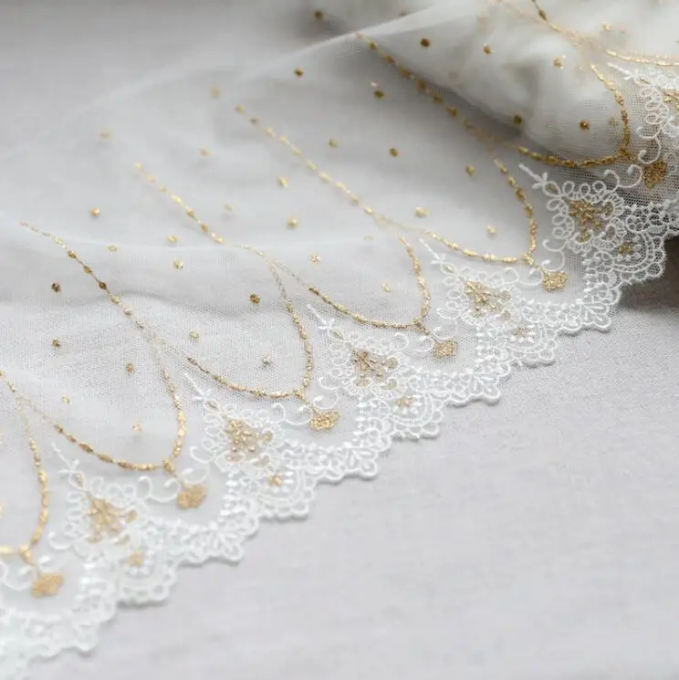 Роскошная горячая Распродажа 1 метр золотого кружева и ткани для вышивки 21 5 см