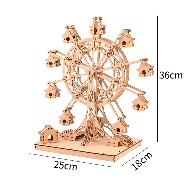 

Hot Sale DIY 3D Color Ferris Wheel Wooden Puzzle Model Building Block Kits Assembly Montessori Education Toy Gift for Kid Adult