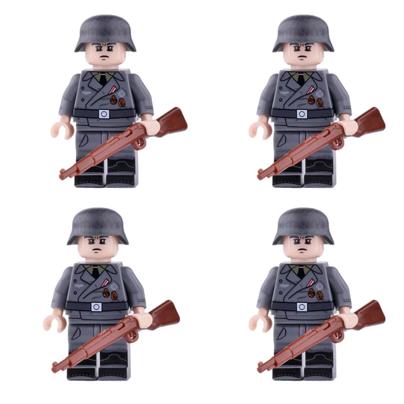 DA1-4PCS WW2 военная армия солдат фигурки строительные блоки Minifigs армейский солдатский шлем оружие шарф аксессуары Кирпичи игрушки для детей - Цвет: DA1-4PCS