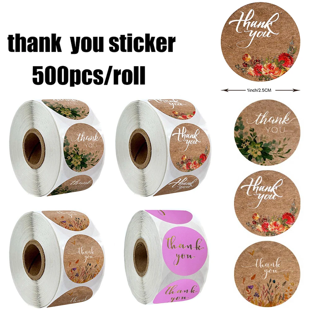 

Новинка 500, этикетки/рулон, Крафт, круглый цветок, спасибо, стикеры s, этикетки для скрапбукинга, стикерпосылка s для творчества, упаковка, нак...