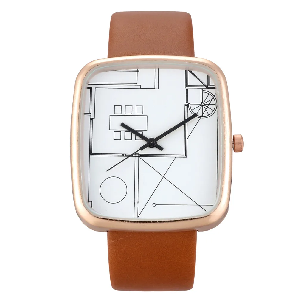 

Woman Fashion Leather Strap Analog Quartz Square Watch Watch Fashion Leather Strap Ladies Clock Simple Gift