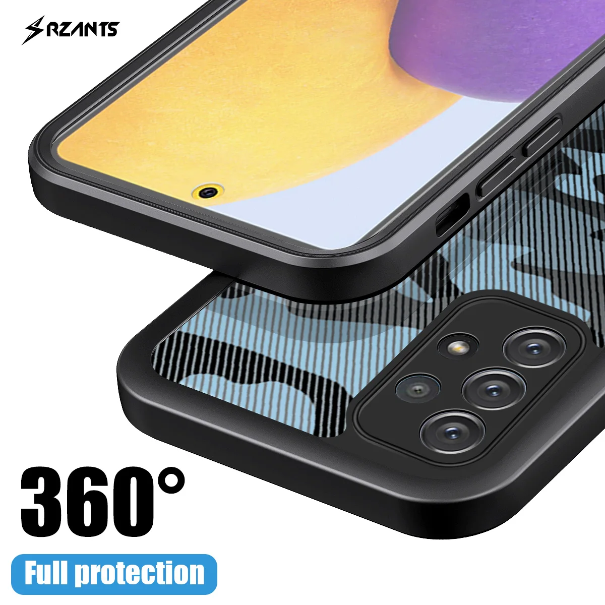 Rzants For Samsung Galaxy A52 A72  Case [360 Full Body] Camouflage Clear Cover WITHOUT Built in Screen Protector