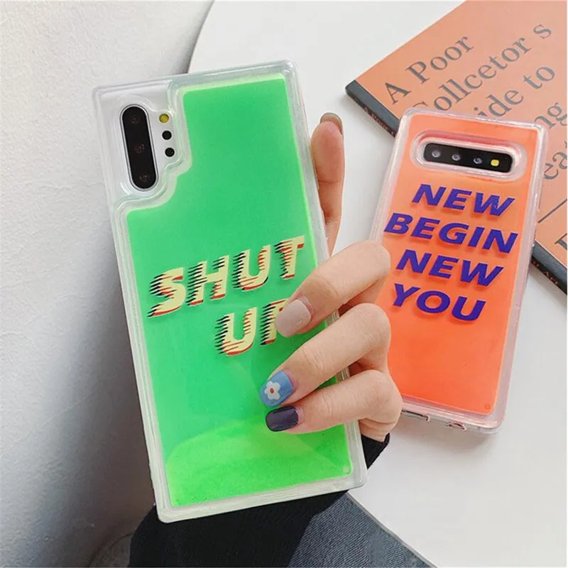 Чехол для телефона samsung Note 10 Plus 8 9 светится в темноте жидкий Блестящий песок Чехлы