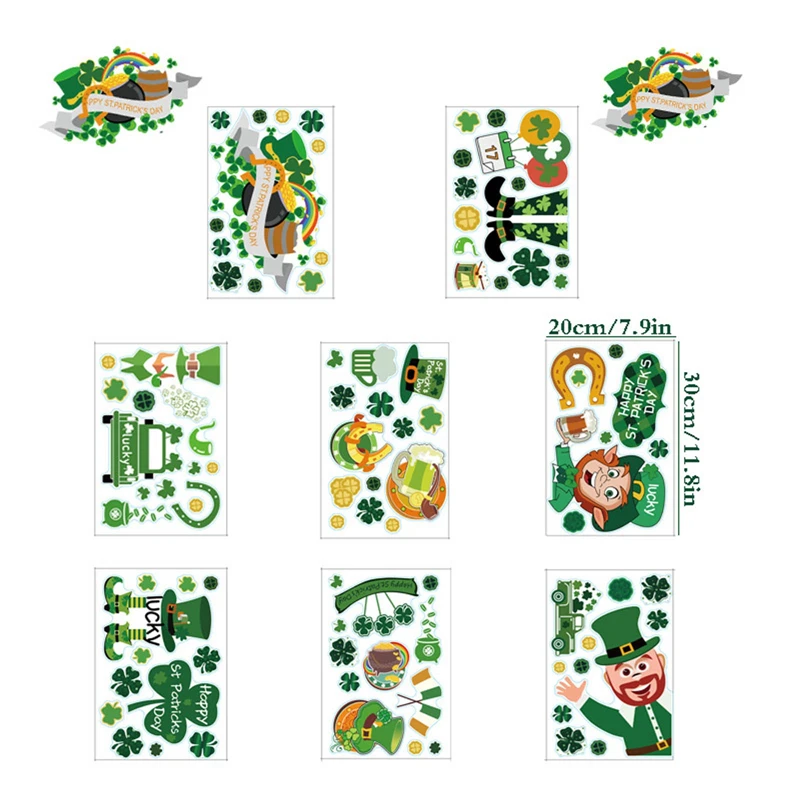 Набор наклеек на окно ко Дню Св. Патрика ирландские праздничные настенные