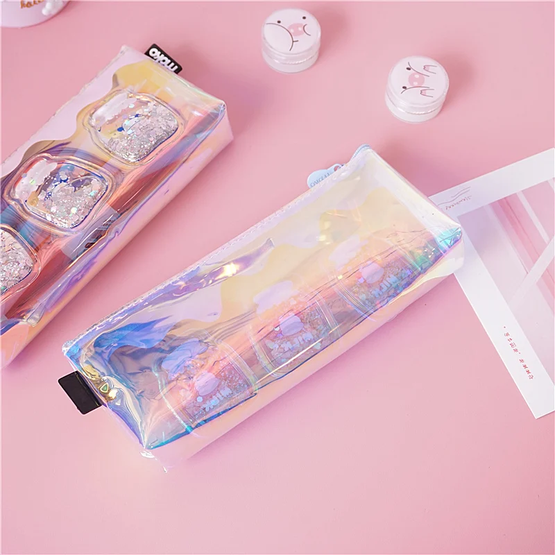 Корейский простой прозрачный лазерный карандаш для бутылки молока Harajuku классный