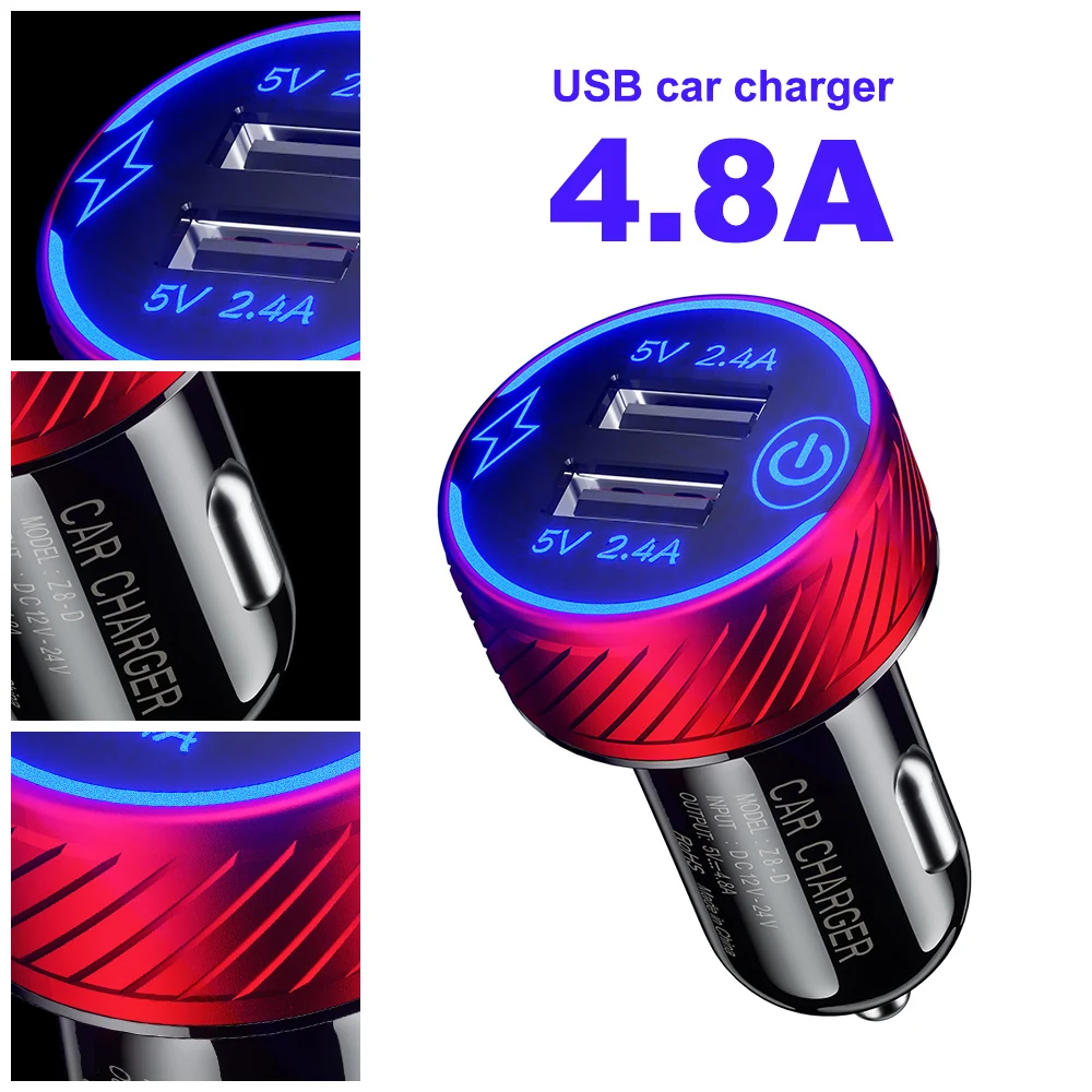

QC3.0 Dual USB Car Charger Waterproof 4.8A 24W Quick Charging With LED Voltmeter ON OFF Switch Charger Adapter For IPhone Xiaomi