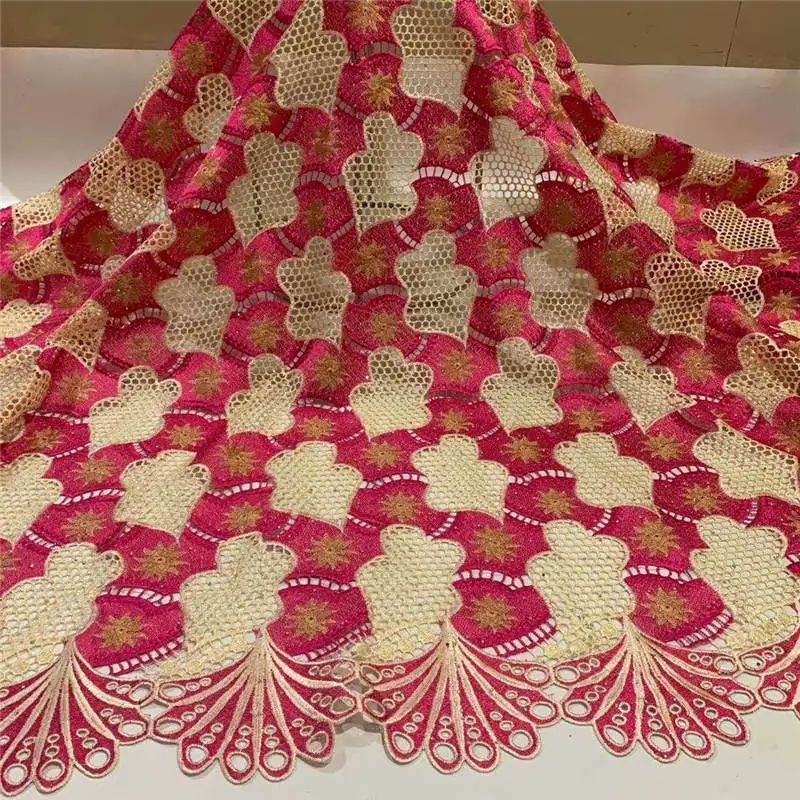 

5 Yards High Quality African Lace Fabric 2020 Latest Guipure cord Lace Fabric With Embroidered Beaded Mesh Lace Fabric! ZQF88298