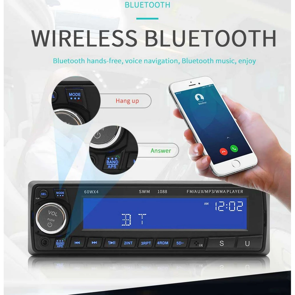Автомагнитола Bluetooth Subwoof Stere с модулем платы радио USB TF FM Автомобильный MP3 плеер