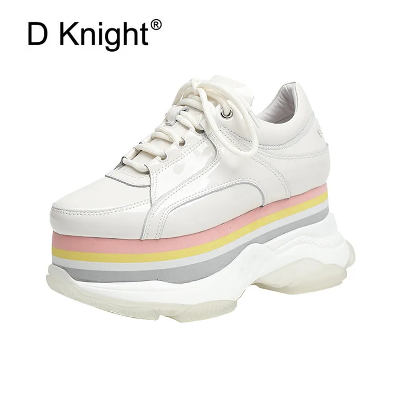 

Fashion Women Pop Pumps Shoes Patent Leather High Heels Creepers Shoes Woman Increased Internal Shoes Women Platform Wedge Pumps