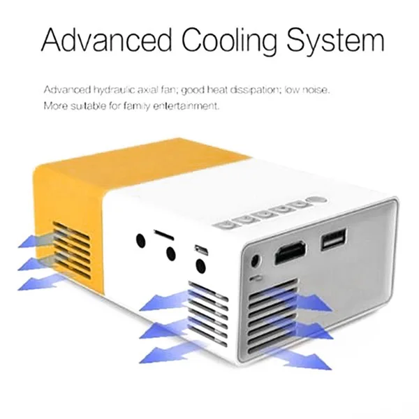 Проектор Мини проектор Портативный кинотеатр домашний офис HD 1080P желтый PR