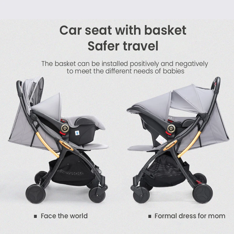 Детская блестящая Новая легкая складная коляска детская тележка 3 в 1 детское