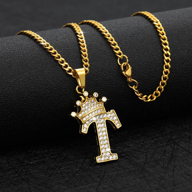Ожерелья с циркониевой короной и надписью для женщин цепочка инициалами