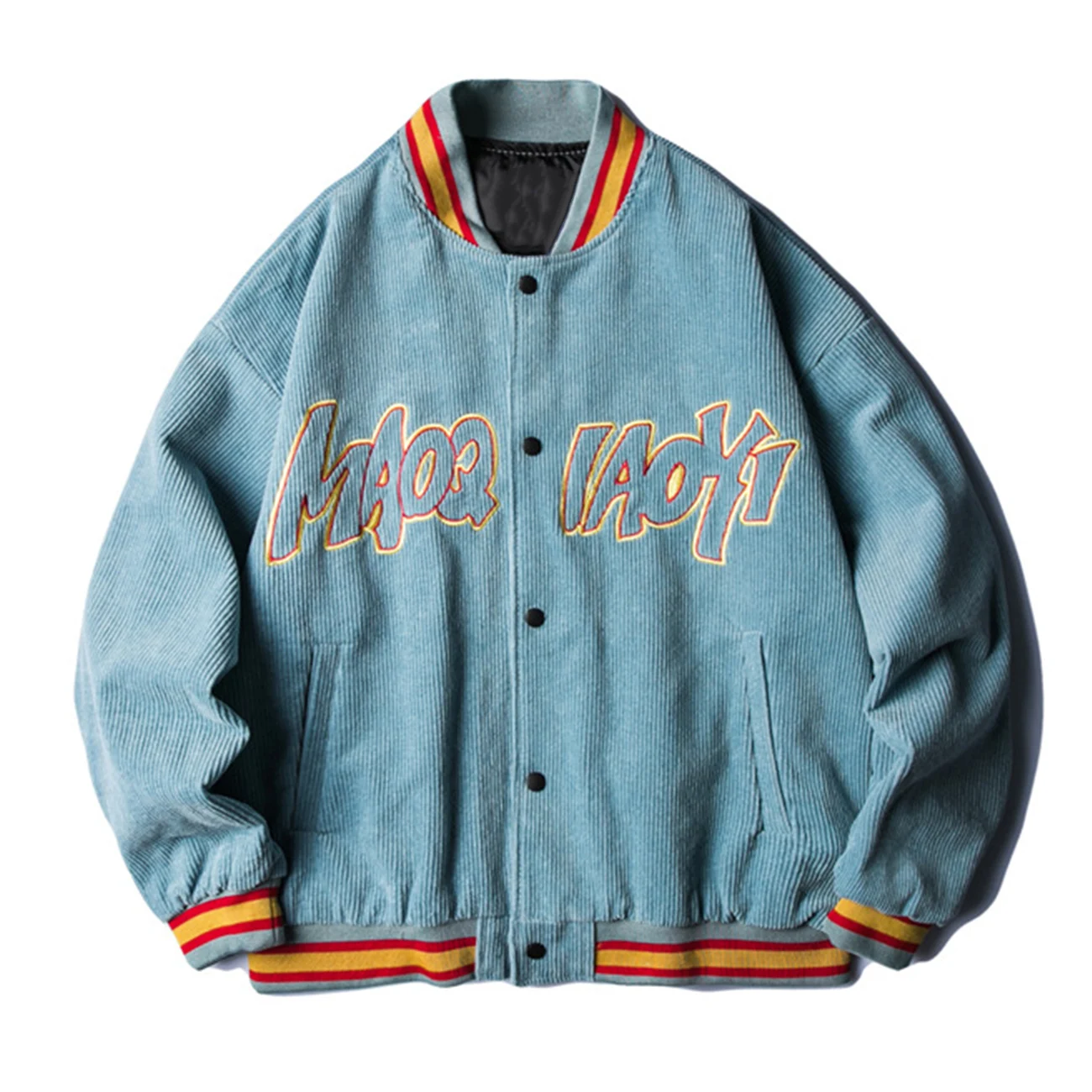 

Hip Hop Thick Warm Parka Baseball Jackets Streetwear Letter Embroidery Corduroy Jacket Men Harajuku Padded Jacket Coats