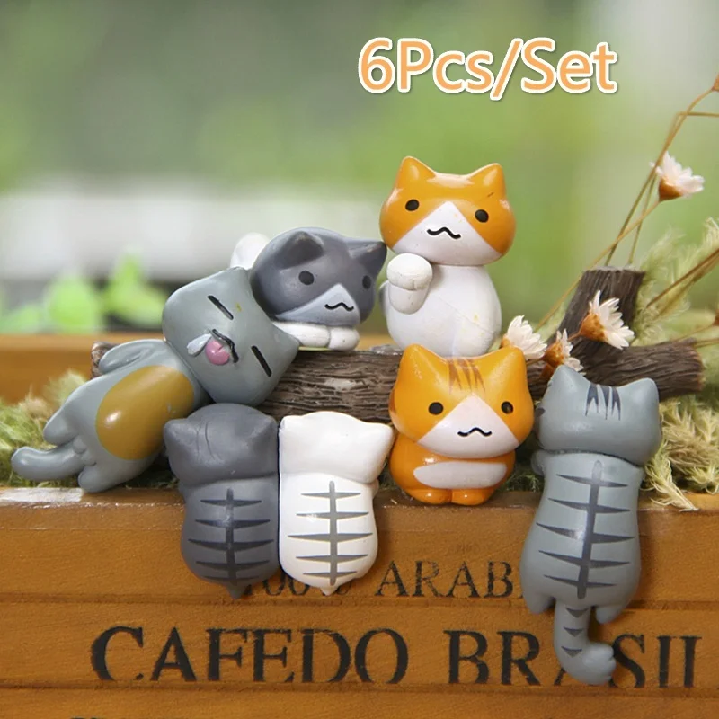 6 шт./компл. Забавный Неко Atsume мяу Моти Dango кот цветочный горшок микро пейзаж мини