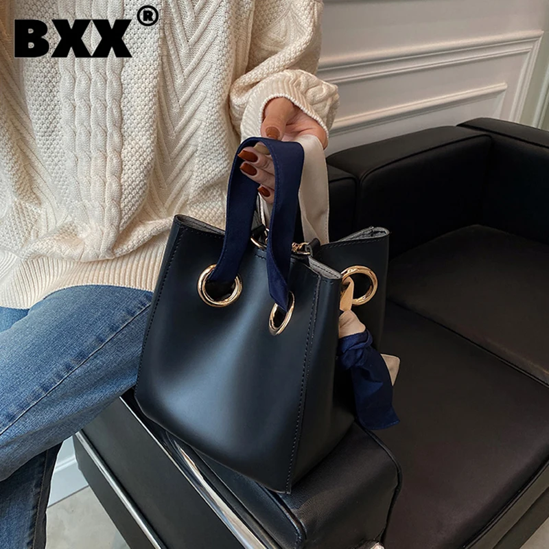 [BXX] Женская Новая Осенняя сумка в стиле ретро сумка-ведро из искусственной кожи