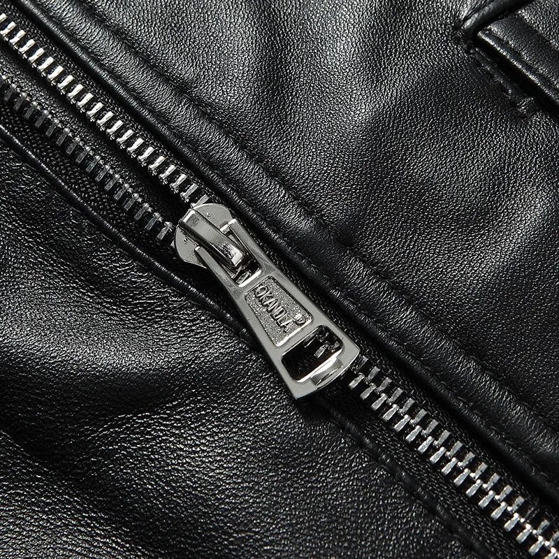 Женская короткая куртка из натуральной овчины облегающая панк-куртка с