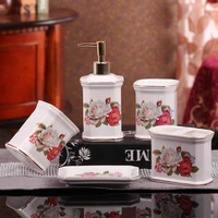bathroom accessory set ceramic bath toiletries soap dispensersdishes toothbrush holder gargle cups wedding gifts rose finished