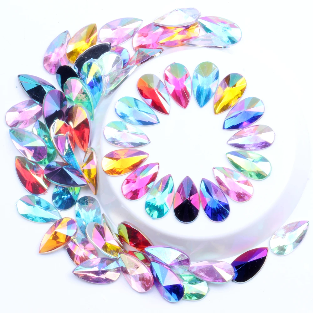 Flatback Pointed Acrylic Rhinestone Strass DIY Craft Art Decoration 9x18mm 20pcs Drop Shape High Shine Nail Decorations | Красота и