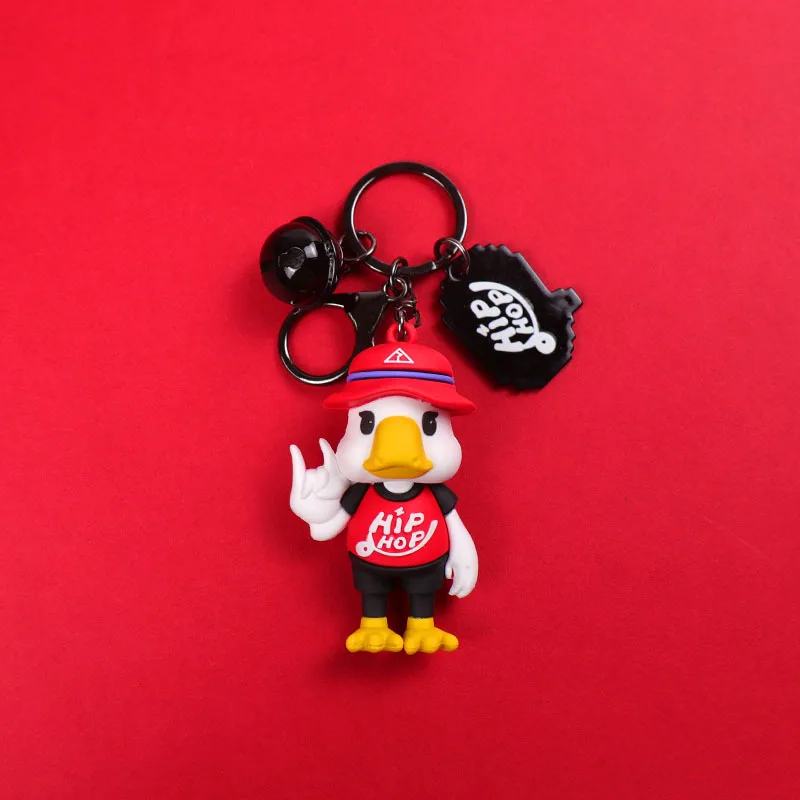 

Hip Hop Trend Duck Keychain Cartoon Cool Doll Backpack Bag Car Key Couple's Pendant Accessories Charm Keyring Jewelry Fine Gifr