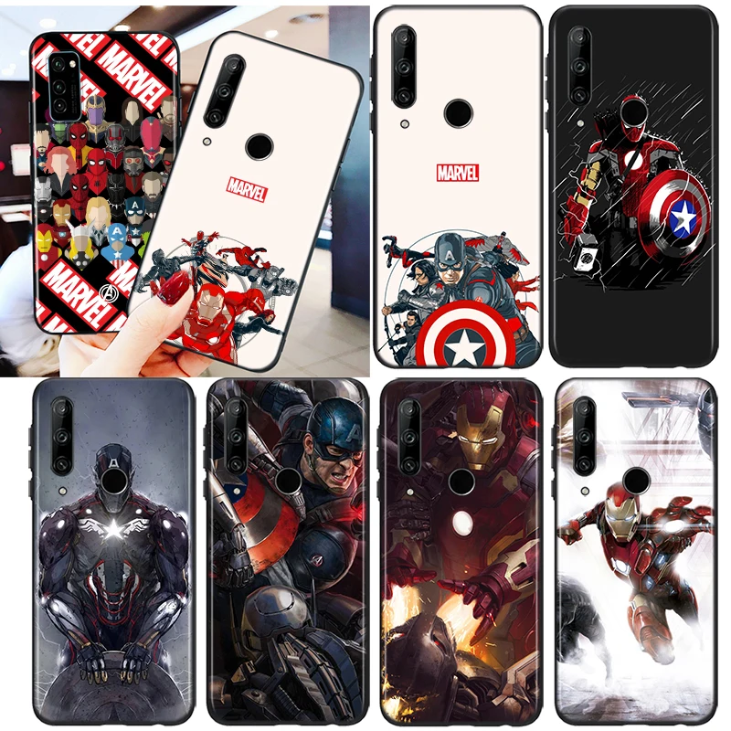 

Marvel Avengers superheroes For Honor 8S 8C 8X MAX 8A 8 7S 7A 7C Play 3E Prime Pro 2020 2019 Silicone Black Phone Case